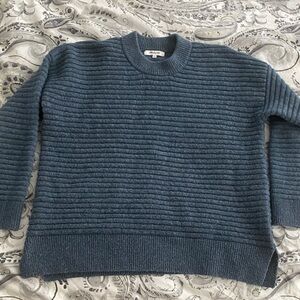 Madewell Ribbed Wool Blend Pullover Sweater Heather Blue